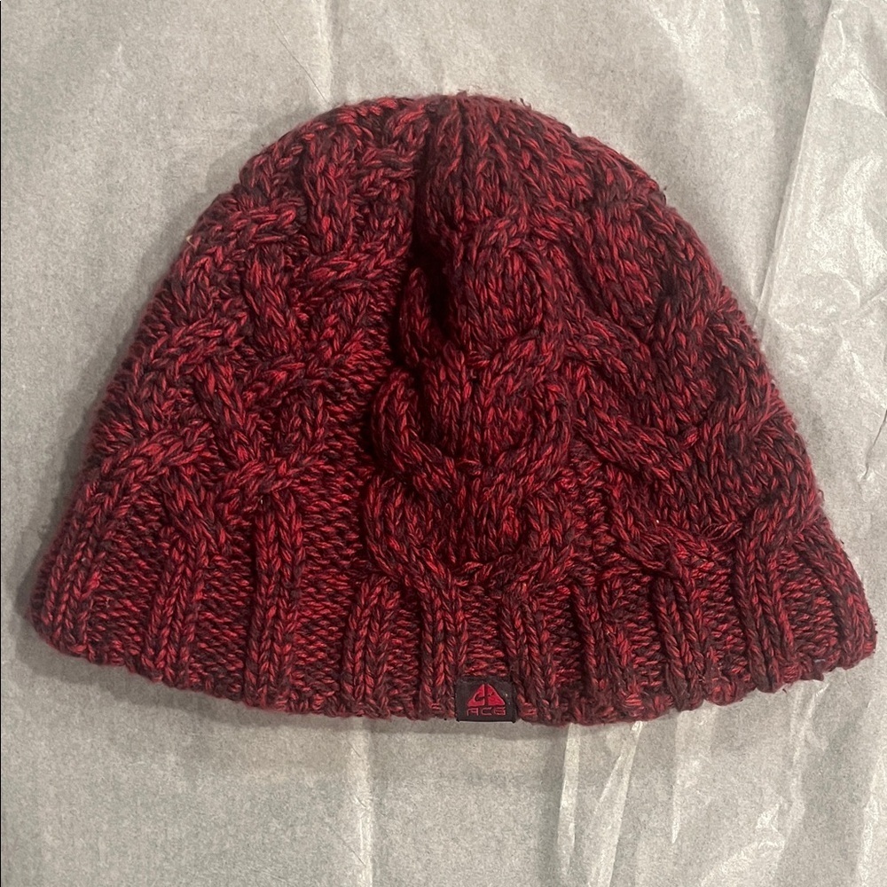 Nike ACG Red Unisex Cable Knit Beanie